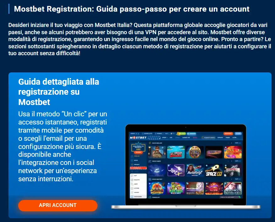 Schermata reale del modulo di registrazione Mostbet